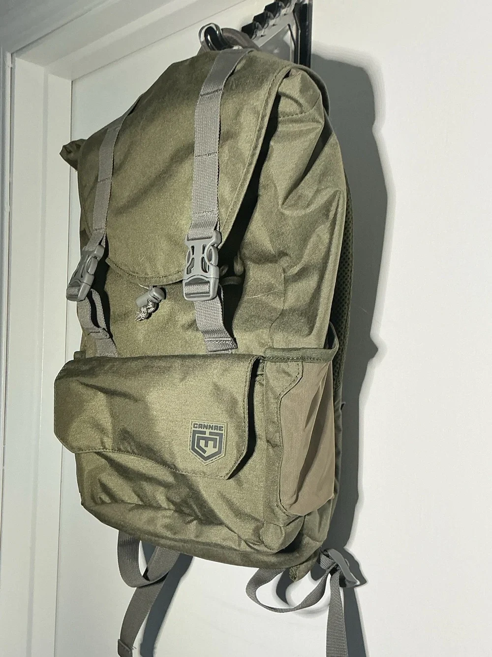 Anna Olive Green Canvas Backpack with Dark Gray Straps